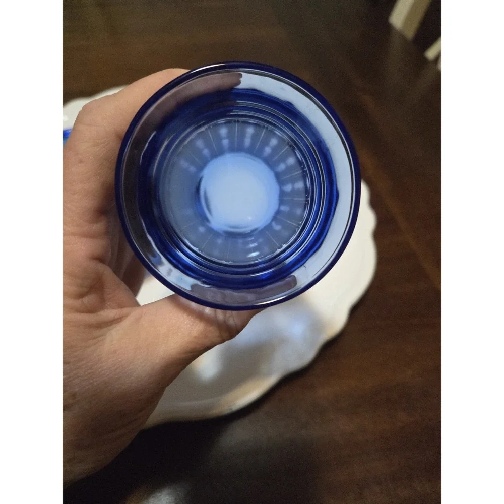 vintage Arcoroc France deep cobalt blue glass bowl  And Hazel Atlas Tumbler